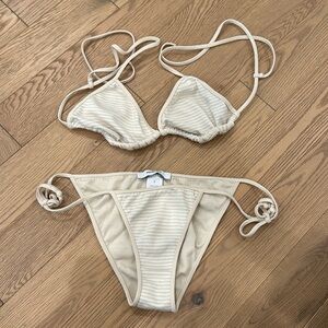 Marysia Little Harbour Bikini Set - Beige and white